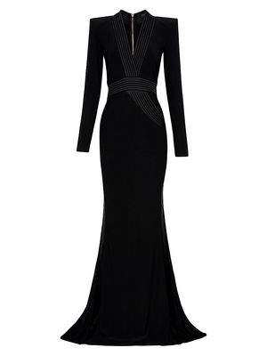 Women's Battle Lines The Heiress V-Neck Gown - Black - Size 6