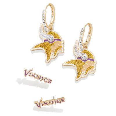 Women's BaubleBar Gold Minnesota Vikings Team Earrings Set