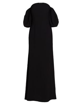 Women's Bead-Embellished Illusion-Neck Gown - Black - Size 14 - Black - Size 14