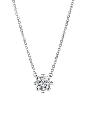 Women's Beaded 18K White Gold & Latitude Lab-Grown Diamond Medium Pendant Necklace - White Gold - Size Medium