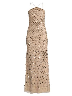 Women's Beaded & Sequin-Embroidered Gown - Gold - Size 14 - Gold - Size 14