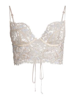 Women's Beaded Long-Line Bra - Ivory - Size 32A