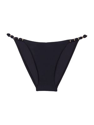 Women's Beaded String Bikini Bottom - Black - Size Large - Black - Size Large