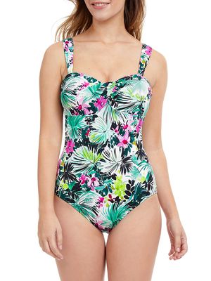 Women's Beautiful Day One-Piece Swimsuit - Green Multicolor - Size 10