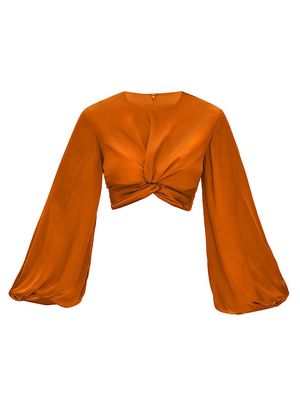 Women's Behati Puff-Sleeve Top - Rust - Size Small