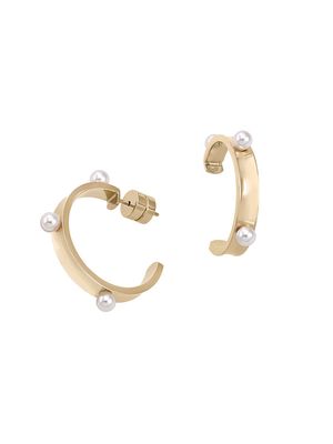 Women's Béjart 18K Gold-Plated Steel & Faux Pearl Hoop Earrings - Pearl - Pearl