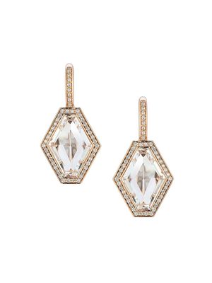 Women's Bell 18K Rose Gold, Rock Crystal & 0.32 TCW Diamond Hexagonal Drop Earrings - Rose Gold - Rose Gold