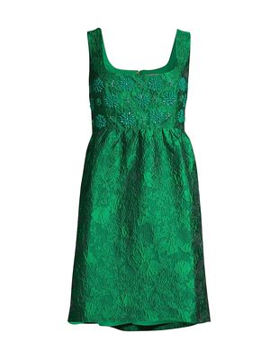 Women's Bellami Embellished Jacquard Minidress - Kelly Green - Size 12