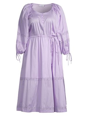 Women's Belle Lace-Trim Midi-Dress - Lilac - Size 14 - Lilac - Size 14