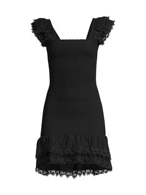 Women's Belle Smocked Mini Dress - Black - Size Medium - Black - Size Medium