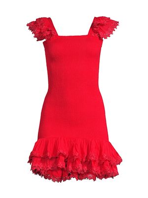 Women's Belle Smocked Mini Dress - Sangria Red - Size Medium - Sangria Red - Size Medium