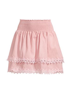 Women's Belle Smocked Tiered Miniskirt - Dusty Rose - Size Medium