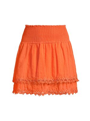 Women's Belle Smocked Tiered Miniskirt - Orange Soul - Size XS - Orange Soul - Size XS