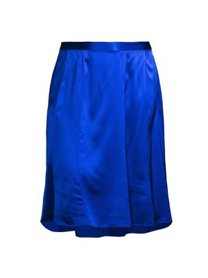 Women's Bellini Silk Charmeuse Midi-Skirt - Royal Blue - Size 12W - Royal Blue - Size 12W
