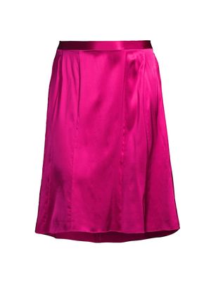 Women's Bellini Silk Midi-Skirt - Raspberry - Size 12W - Raspberry - Size 12W