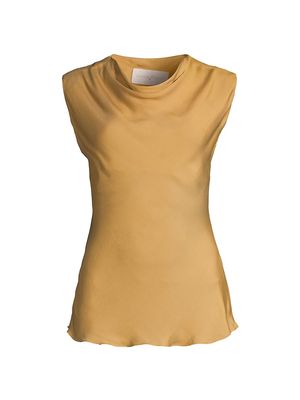 Women's Beloved Cowlneck Silk Top - Mustard - Size 4 - Mustard - Size 4