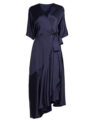 Women's Beloved Silk Wrap Dress - Midnight - Size 10