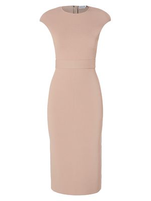 Women's Belted Crepe-Knit Midi-Dress - Blush - Size Medium - Blush - Size Medium