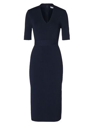 Women's Belted Crepe-Knit Midi-Dress - Navy - Size Small