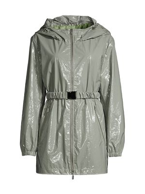 Women's Belted Rain Slicker Coat - Sage - Size XS