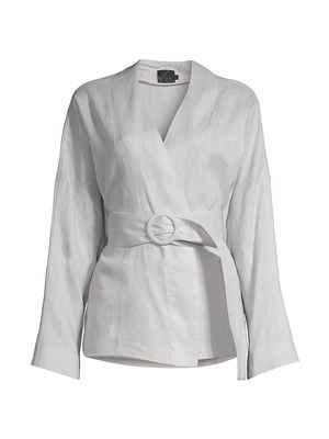 Women's Belted Wrap Jacket - Smoke - Size Small - Smoke - Size Small
