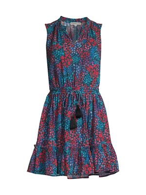 Women's Beth Cotton Drawstring Minidress - In Bloom - Size Small