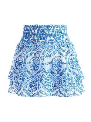 Women's Bethie Ruffle Mini Skirt - Off White French Blue - Size 0