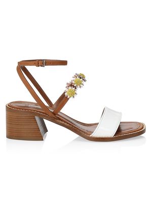 Women's Bibi Block-Heel Leather Sandals - White Leather - Size 5 - White Leather - Size 5