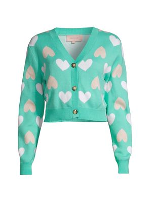 Women's Big Heart Cardigan Sweater - Size Small - Denim - Size Small