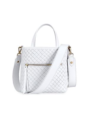 Women's Bille Woven Leather Crossbody Bag - White - White