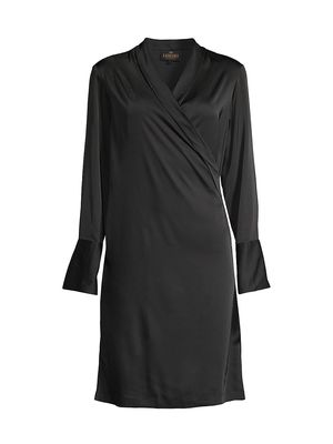 Women's Billie Surplice Satin Minidress - Black - Size XS - Black - Size XS