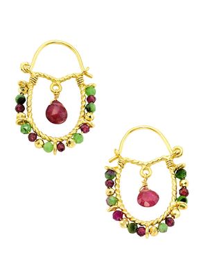 Women's Bindi 24K-Gold-Plated & Multi-Gemstone Beaded Drop Earrings - Tourmaline