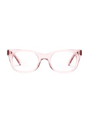 Women's Bixby 49MM Square Blue Light Reading Glasses - Polished Clear Pink - Polished Clear Pink