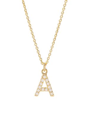 Women's Blaire 14K-Yellow-Gold Vermeil & 0.3-0.11 TCW Diamond Initial Pendant Necklace - Initial A