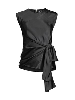 Women's Blaire Satin Wrap Blouse - Black - Size XS