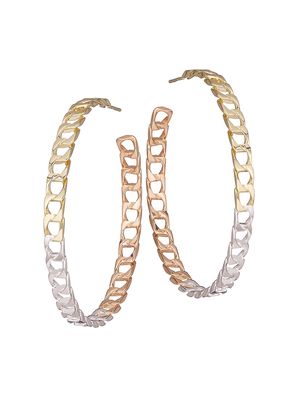 Women's Blakely 14K Goldplated Sterling Silver Hoop Earrings - Tritone