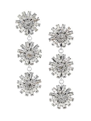 Women's Bloom Rhodium-Plated & Glass Crystal Drop Earrings - Crystal - Crystal