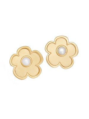 Women's Blossom 24K Antique Goldplated Pearl Flower Earrings