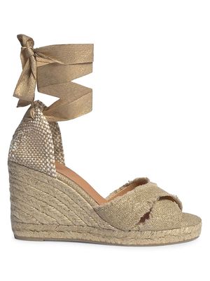 Women's Bluma 80MM Linen Espadrille Wedge Sandals - Oro Claro - Size 7 - Oro Claro - Size 7