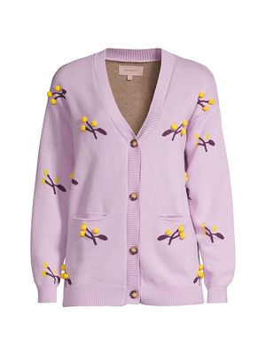 Women's Bobble Berry Cardigan Sweater - Purple - Size Small - Purple - Size Small