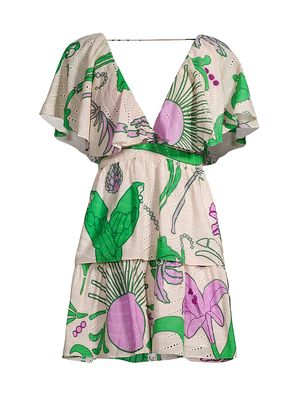 Women's Boho Linen Minidress - Violet Garden - Size 10 - Violet Garden - Size 10