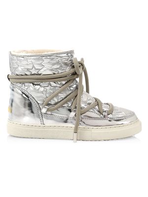 Women's Bomber Star Metallic Sneaker Boots - Silver - Size 5 - Silver - Size 5