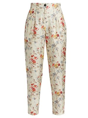 Women's Bonbon Silk Pants - Climbing Roses - Size 10