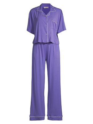Women's Box 2-Piece Short-Sleeve Pajama Set - Purple - Size XS - Purple - Size XS
