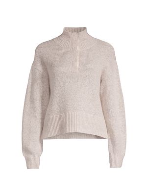 Women's Boxy Snap-Front Turtleneck Sweater - Oatmeal - Size XS - Oatmeal - Size XS