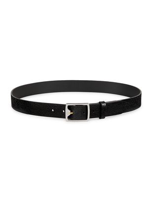 Women's Boyfriend Textured Leather Belt - Black - Size Medium