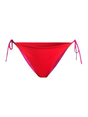 Women's Brazil Reversible String Bikini Bottom - Fucsia Red - Size XS - Fucsia Red - Size XS