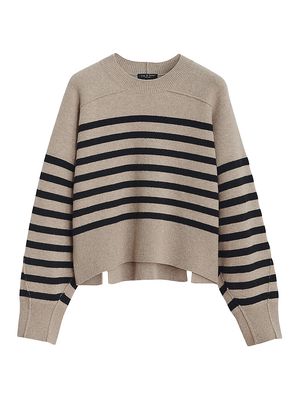 Women's Bridget Striped Crewneck Sweater - Oatmeal Multi - Size XS