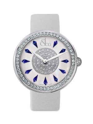 Women's Brilliant One Row Stainless Steel, Diamond & Blue Sapphire Watch, 44MM - Sapphire