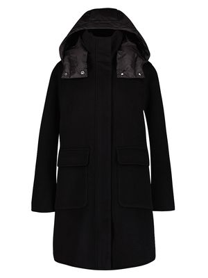 Women's Bristol Long Wool-Blend Down Coat - Black - Size XS
